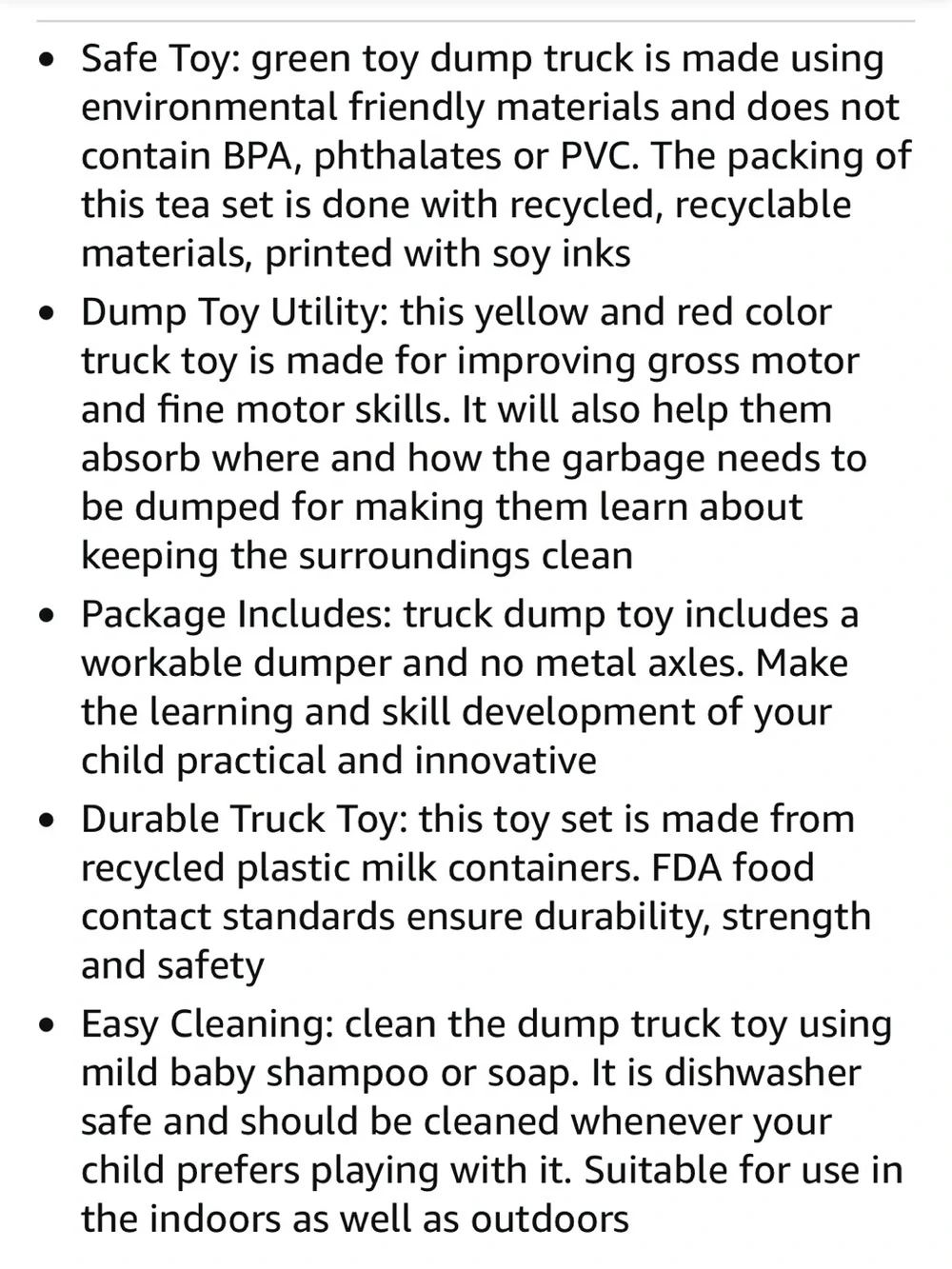 Green Toys BPA Free Dump Truck Toy
